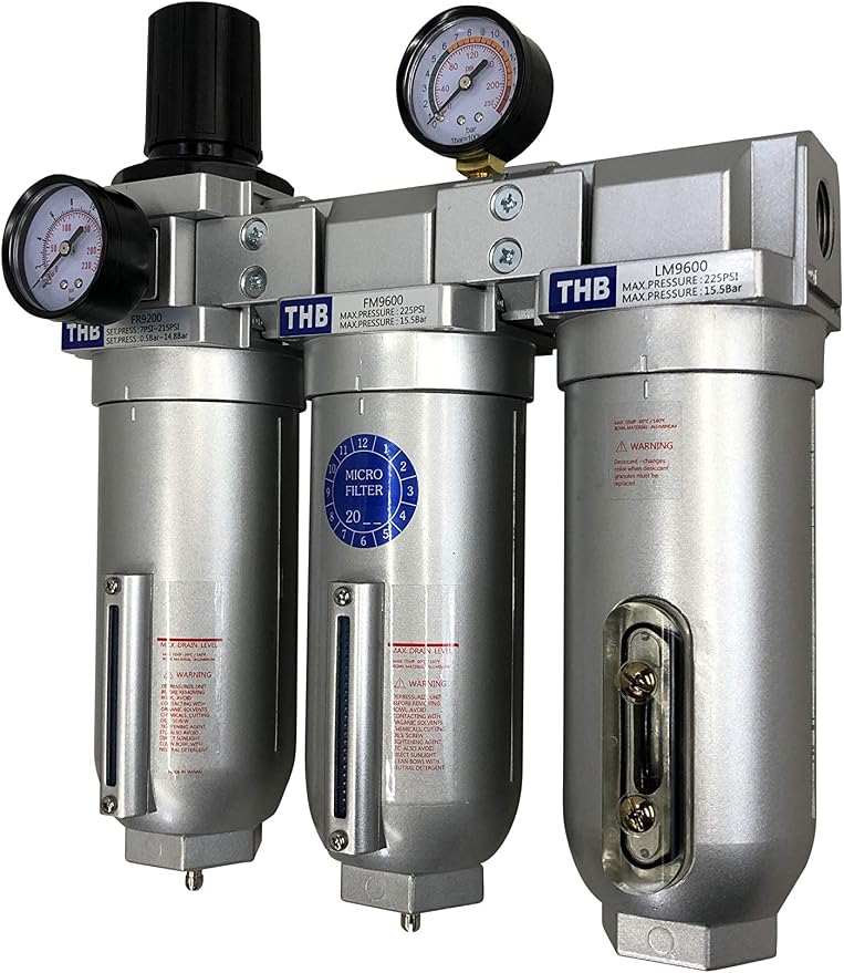 1" COMPRESSED AIR PARTICULATE FILTER WATER TRAP/PRESSURE REGULATOR/DESICCANT - Image 2