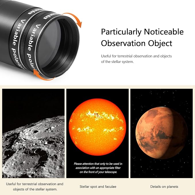 Astromania Telescope Filter, 1.25 Inch Variable Grey Polarizing Filter - Image 5
