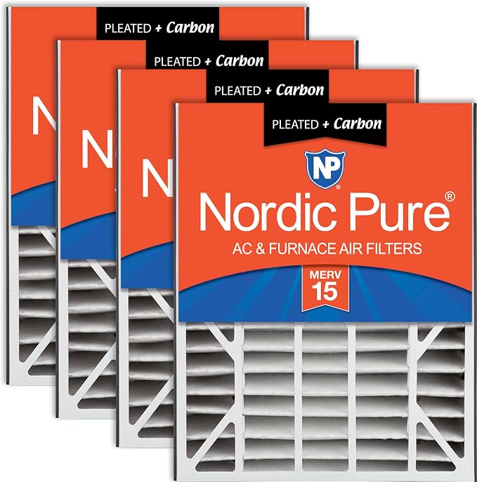 Nordic Pure 20x25x5 Air Bear Air Filter Replacement MERV 15 Plus Carbon 4 Pack by NordicPure