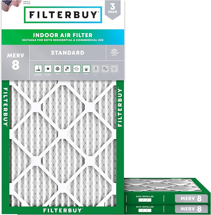 Filterbuy 20x32x1 Air Filter MERV 8 Essential Dust & Allergy Defense, by Filterbuy