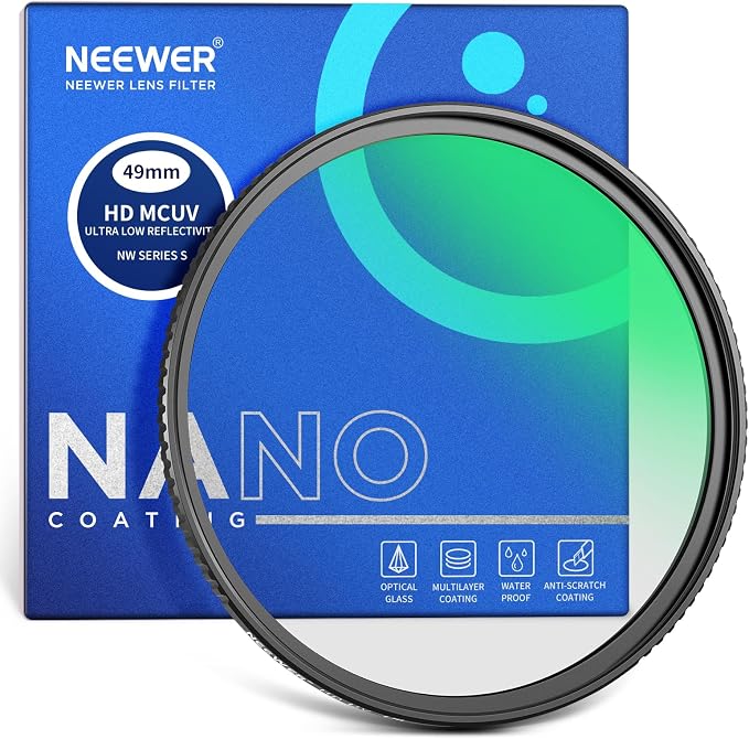NEEWER 49mm Ultra Low Reflectivity UV Lens Filter, UV Protection Filter by Neewer