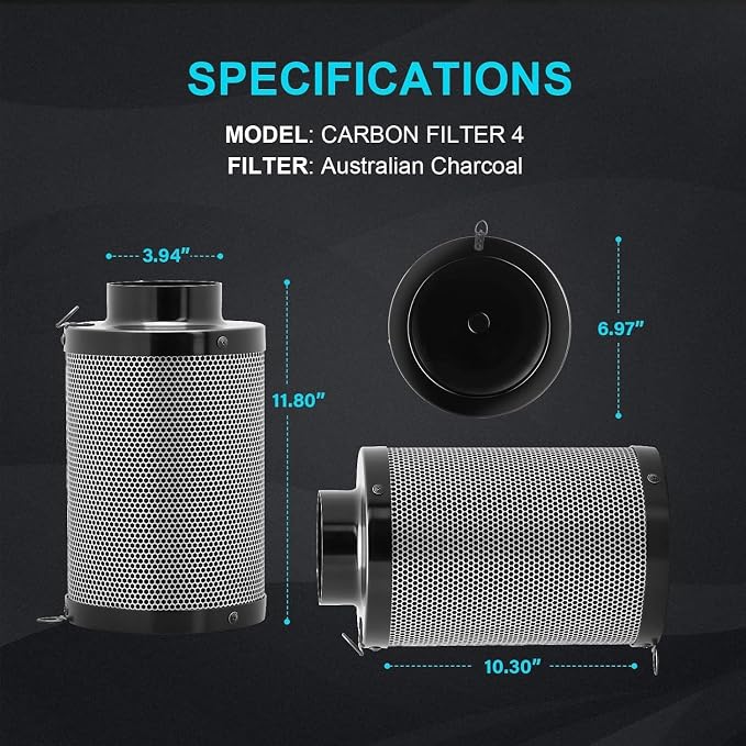 iPower 4 Inch 195 CFM Inline Fan Circulation Vent Blower, Upgrade 4" Air Carbon - Image 3