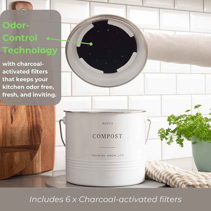 D'Lifeful Kitchen Compost Bin – 1.3 Gallon Countertop Farmhouse Compost - Image 4