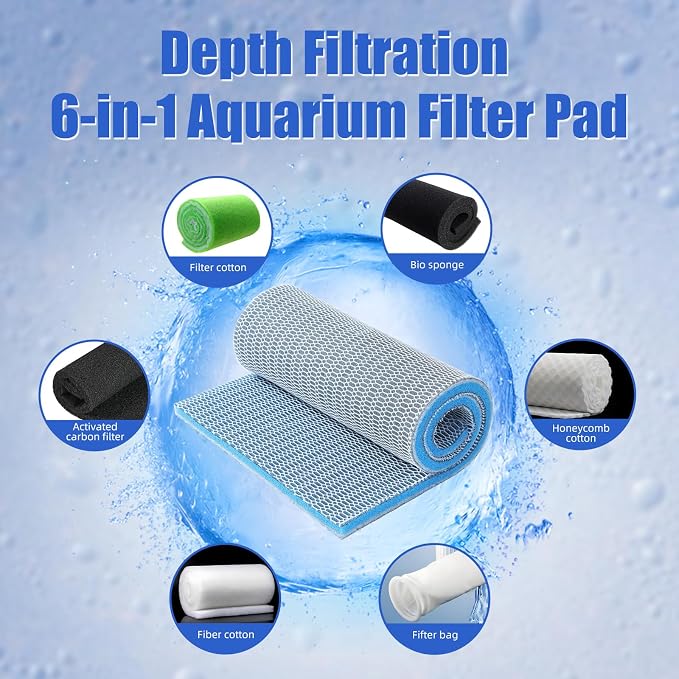 AQUANEAT Aquarium Filter Sponge 8-Layer Filter Media Pad, Cut-to-Size Foam Floss - Image 3