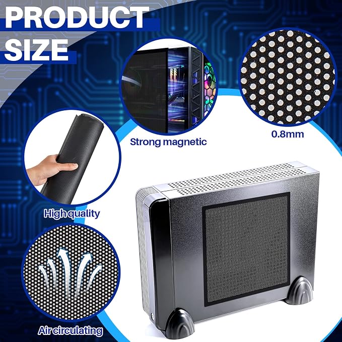 Woanger 2 Pcs 1000 x 300 mm DIY PC Case Dust Filter PC Fan Mesh Filter Floor - Image 3