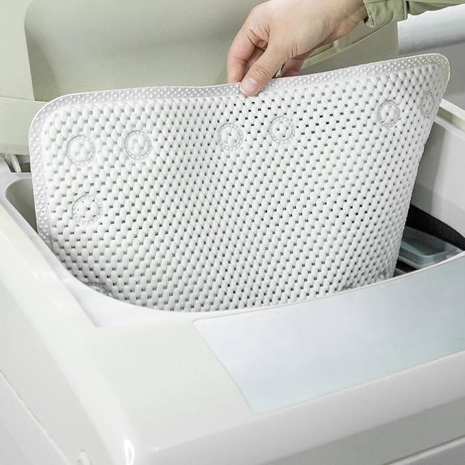 Double Layer Foam Non Slip Bathtub Mat 37x17in, More Comfortable and Thicker Tub Mat Than Ordinary Foam Shower Mat, Bath Mat for Tub with Suction for Comfort and Safety (White, 36'' x 17'')