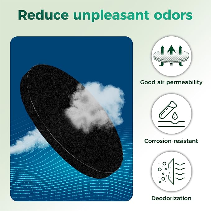 Fiber Cotton Activated Charcoal Compost Filters -7 Pack 4.5 Inch Square Odor - Image 3