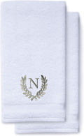 Decorative and Monogrammed Hand Towels for Bathroom Kitchen Makeup | Personalized Gift for Wedding-Bridal | Roman Font Custom Luxury Turkish Towel | Spa Collection, Oversized, 16 X 30 Inch, Set of 2