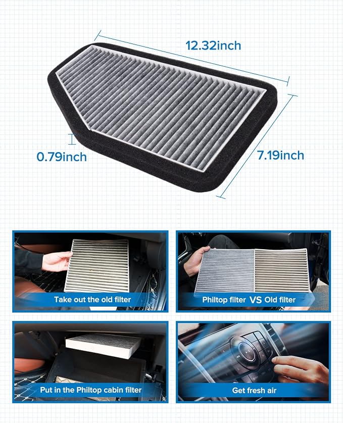 PHILTOP HEPA Cabin Air Filter w/Activated Carbon, Compatible - Image 2