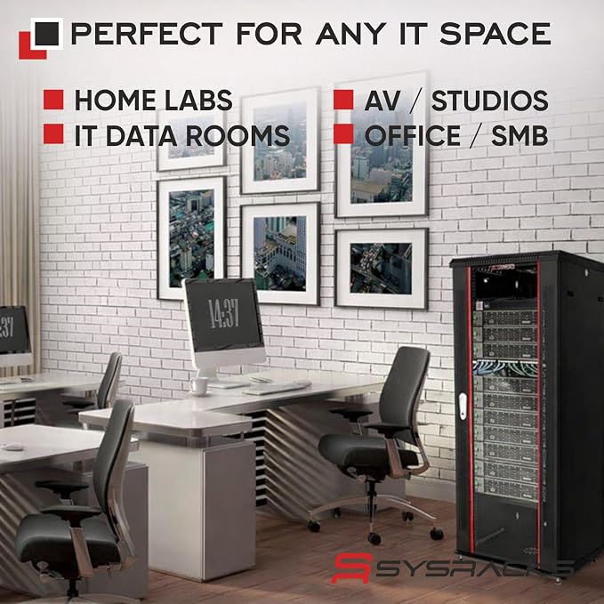 Sysracks 27U Wall Mount Server Rack Cabinet, 19” Locking Network Rack, 24” Deep - Image 8