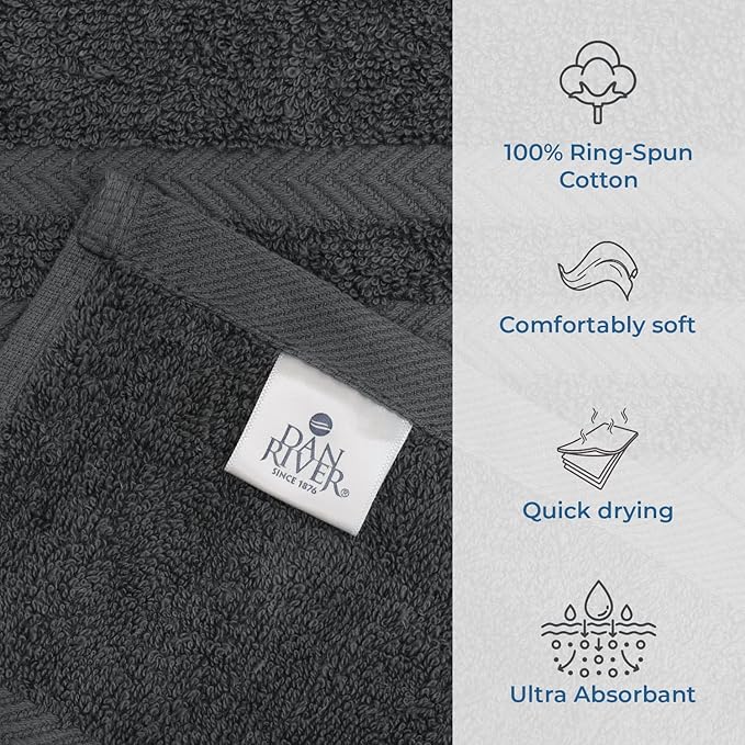 DAN RIVER 2 Pack Luxury Bath Sheets 35x70, 600 GSM, Soft & Quick Dry 100% Ring Spun Cotton Towels Ideal for Hotels, Spas, Gyms & Salons Extra Large, Gray