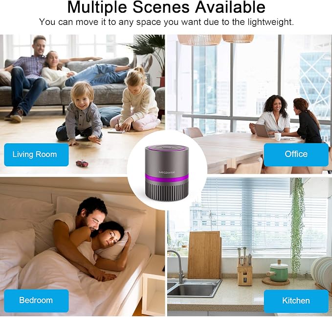MEGAWISE Air Purifier for Home Bedroom Small Room Office, 3-IN-1 Filtration Air - Image 5