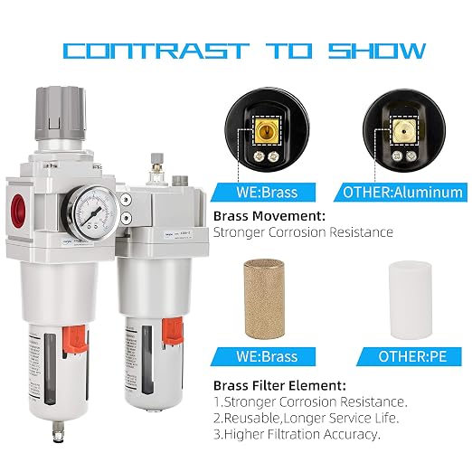 NANPU 1" NPT Compressed Air Filter Regulator Lubricator Combo Water/Oil Trap - Image 5