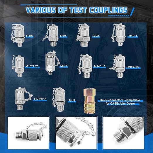 SINOCMP Hydraulic Pressure Gauge Test Kit Tractor Hydraulic Tester Set - Image 3