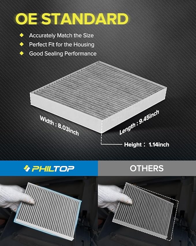 PHILTOP HEPA Cabin Air Filter w/Activated Carbon, Compatible - Image 5
