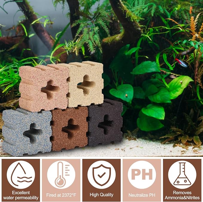 RealPlus Aquarium Filter Media 40pcs Bio Ceramic Brick - Image 6