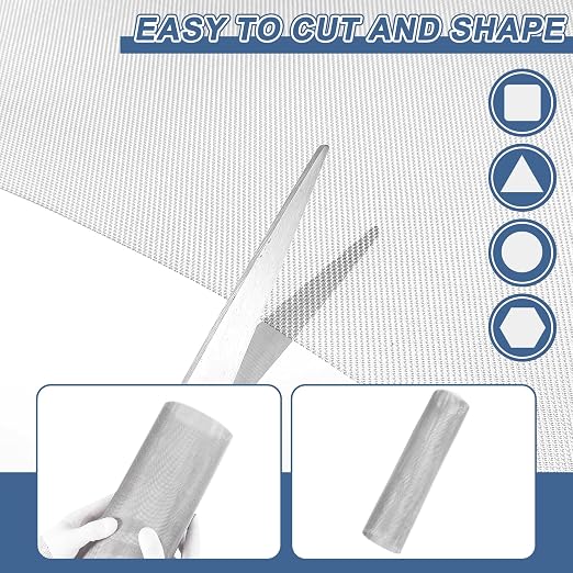 uxcell 30 Mesh 39" x 12" Woven Wire Mesh, 304 Stainless Steel Air Vent Filter - Image 4