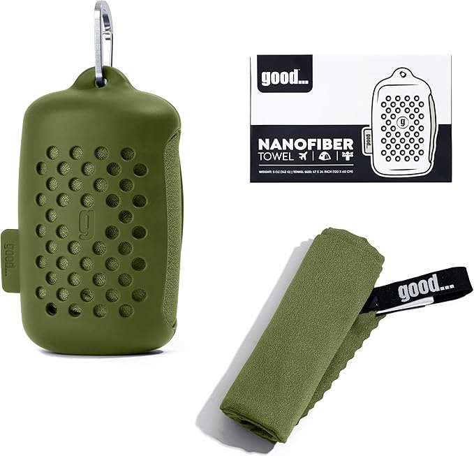 Quick Dry Towel - Super Absorbent Fast Drying - Travel, Camping, Gym & Sports - Army Green Nanofiber
