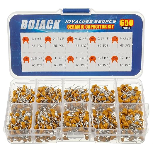 BOJACK 10 Type Values 650Pcs Ceramic Capacitor Assortment Kit Capacitors from by BOJACK