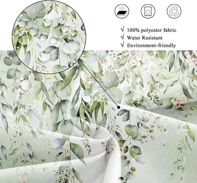 Riyidecor Colorful Floral Flowers Shower Curtain for Bathroom Decor 72Wx72H Spring Watercolor Leaves with Floral Plants Botanical Rustic Art Printed Fabric Polyester Waterproof 12 Pack Plastic Hooks