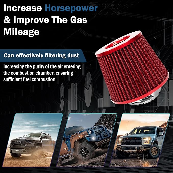Universal Clamp-On Air Intake Filter, High Performance, Washable Filter - Image 7