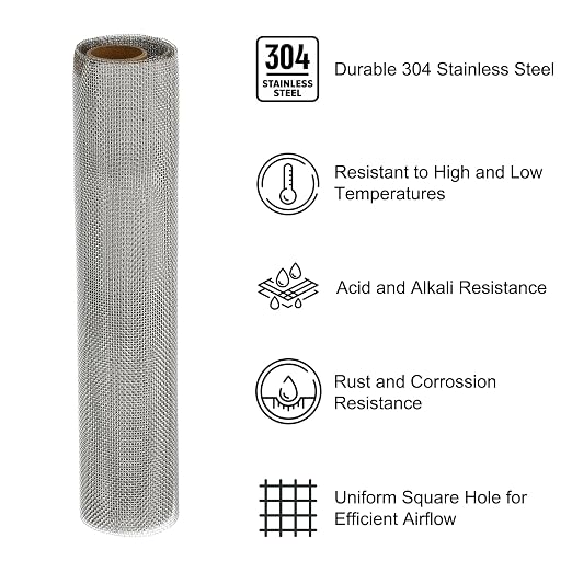 PATIKIL 40" L x 16" W Woven Wire Mesh, 18 Mesh 304 Stainless Steel Air Vent - Image 3