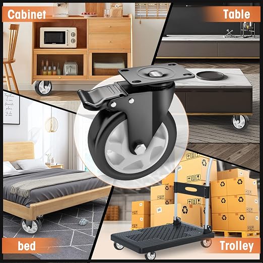 Casters, Top Plate Swivel Wheels, Locking Casters - Image 6