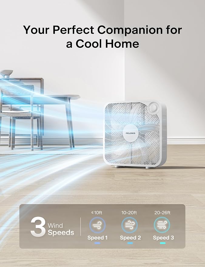 PELONIS 20 Inch Box Fan – 3 Speeds, Window Fans, Floor or Tabletop, 2025 - Image 3