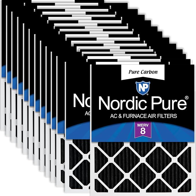 Nordic Pure 12x12x1 Pure Carbon Pleated Odor Reduction Furnace Air Filters 24 by NordicPure