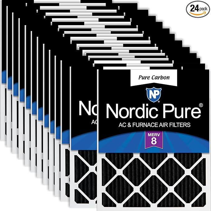 Nordic Pure 12x20x1 Pure Carbon Pleated Odor Reduction Furnace Air Filters 24 by NordicPure