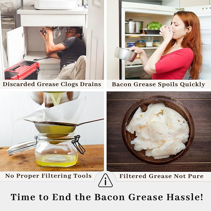 Bacon Grease Container with Strainer - Image 2