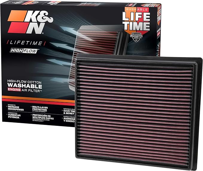 K&N High-Flow Original Lifetime Engine Air Filter: Increase Power: Premium by KNEngineeringInc