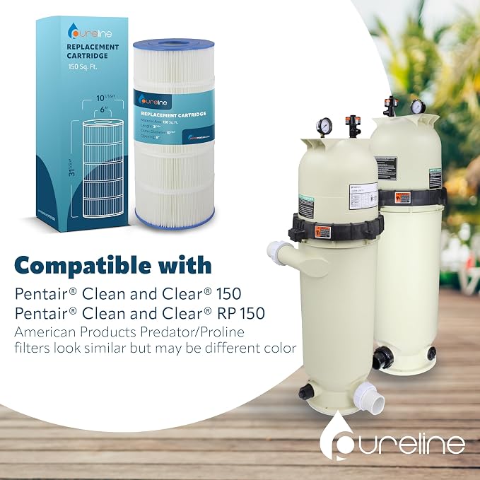 Pureline Pool Replacement Cartridge Filter, 150 Sq Ft, Compatible - Image 2