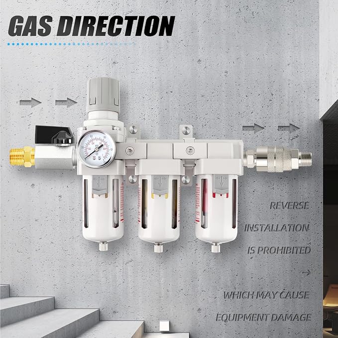 Industrial 1/2" NPT 3 Stage Air Drying System, Coalescing Filter, Particulate - Image 3