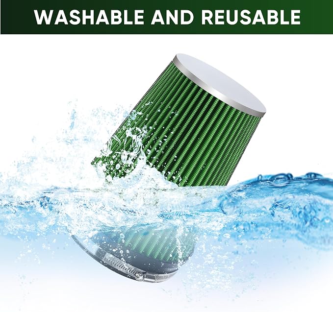 6" 152mm Cold Air Intake Filter Clamp-On Replacement High Flow Inlet Air Filter - Image 5