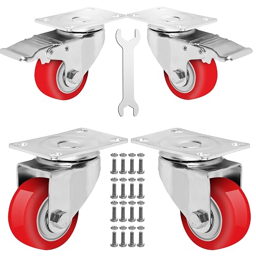 3 Inch Heavy Duty Casters Set of 4, Lockable Plate Caster Wheels - Image 8