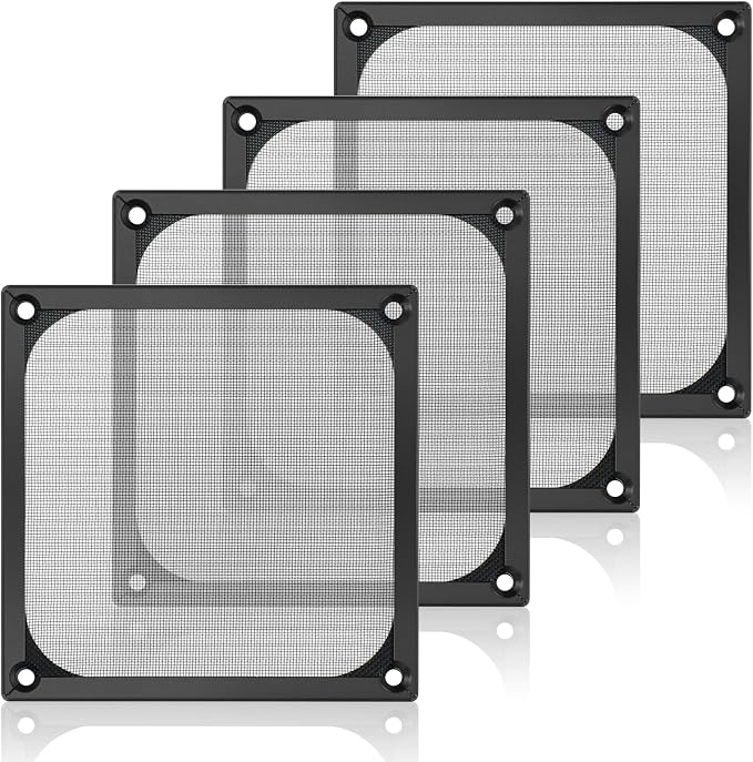 4 Pcs Computer Fan Filter Grills, 120mm Aluminum Frame Stainless Steel Mesh by Unknown