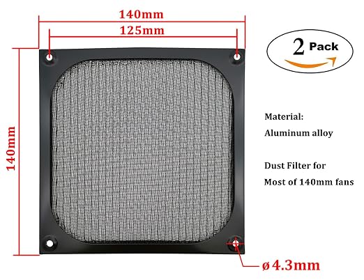 140mm Desktop Computer Case Fan Dust Filter Grills Dustproof Case Cover - Image 2