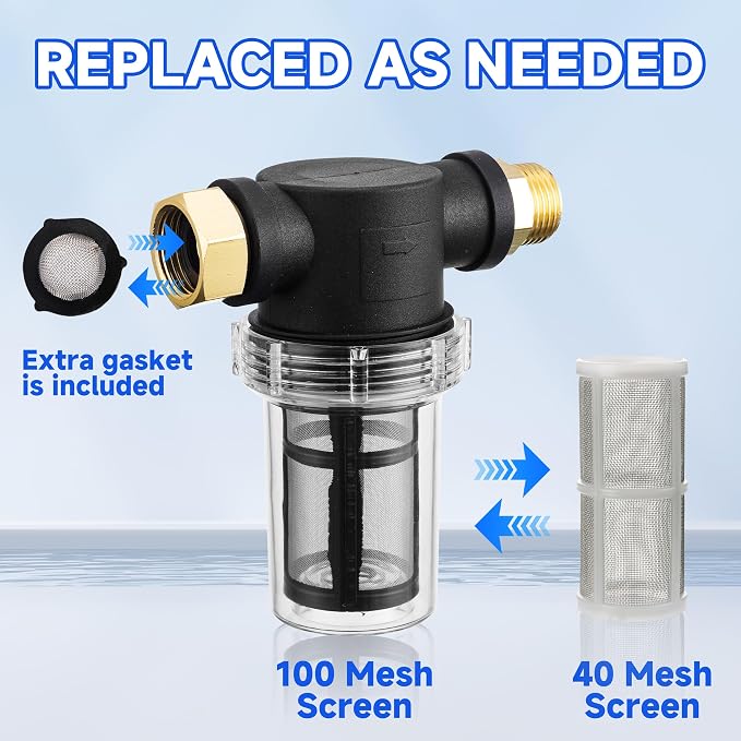 M MINGLE Garden Hose Filter for Pressure Washer Inlet, Inline Sediment Water - Image 4