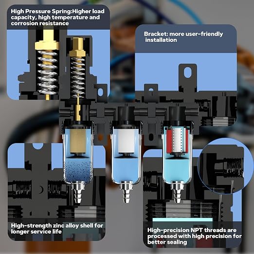 NEWPO 1/4" NPT Air Drying System, Air Filter Pressure Regulator - Image 6
