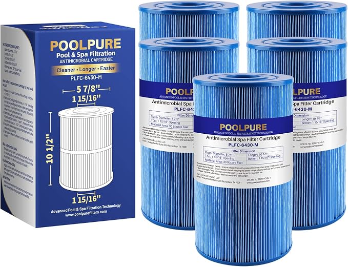 POOLPURE PLFC-6430-M Spa Filter Replaces Watkins 31489, Compatible Pleatco by POOLPURE