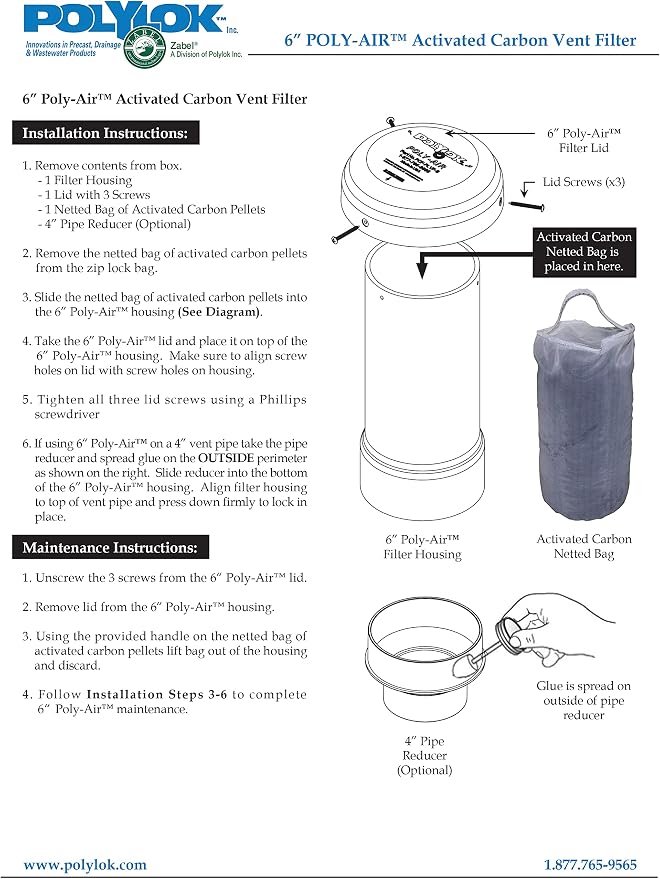 Polylok 6" Poly-Air™ Activated Carbon Vent Filter - Image 6