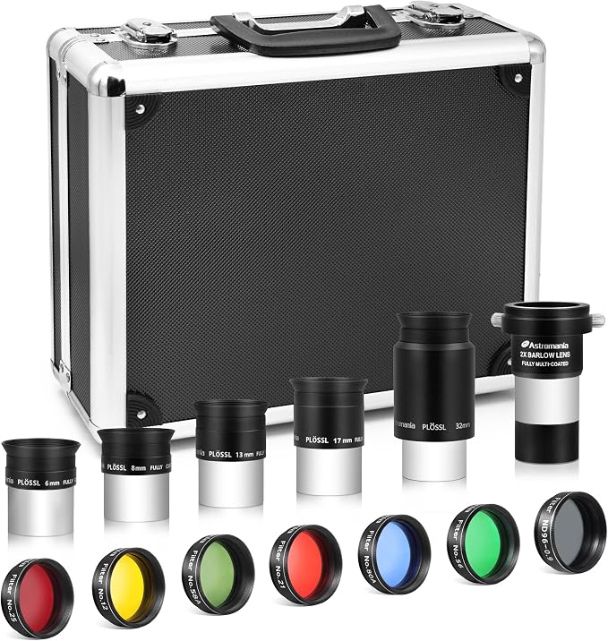 Astromania 14 Piece Telescope Accessory Kit 1.25 Inch Telescope Eyepiece and by AstromaniaOptics