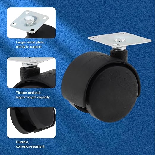 1.5 Inch Caster Wheels Replacement Furniture Casters Set of 4, Nylon Plate - Image 3