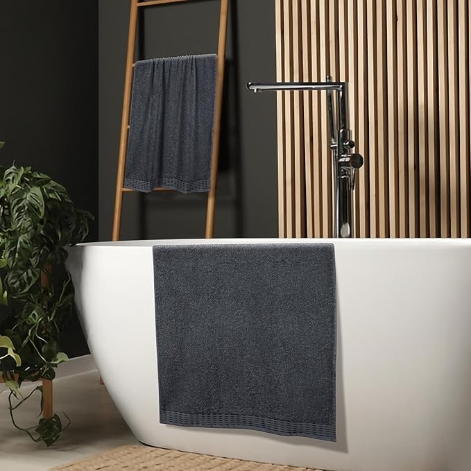 Cotton 2 Pack Oversized Bath Towel Set 28x55 inches, Large Bath Towels, Ultra Absorbant Compact Quickdry & Lightweight Towel, Ideal for Gym Travel Camp Pool - Charcoal Grey