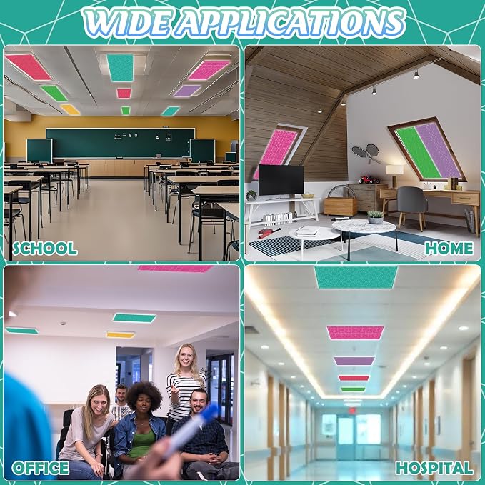 6Pcs Classroom Light Covers for Fluorescent Lights, Magnetic 2x4 FT Ceiling - Image 8