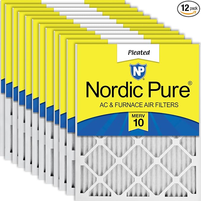 Nordic Pure 18x24x1 Pleated MERV 10 Air Filters 12 Pack by NordicPure