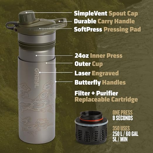 GRAYL GeoPress Titanium 24 oz Water Purifier Bottle - Image 9