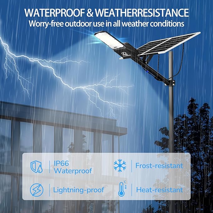 10800w Solar Street Lights Outdoor Waterproof Black, 650000LM Super Bright LED Beads Commercial Solar Flood Lights with Remote Control for Patio, Street, Court and Parkling Lot
