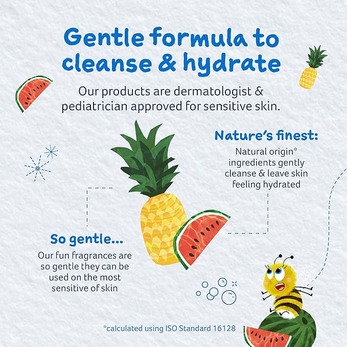 Childs Farm, Kids Hair & Body Wash for Dry, Sensitive Skin, Watermelon & Organic Pineapple, Gently Cleanses, Vegan, Cruelty-Free, 8.4 Fl Oz